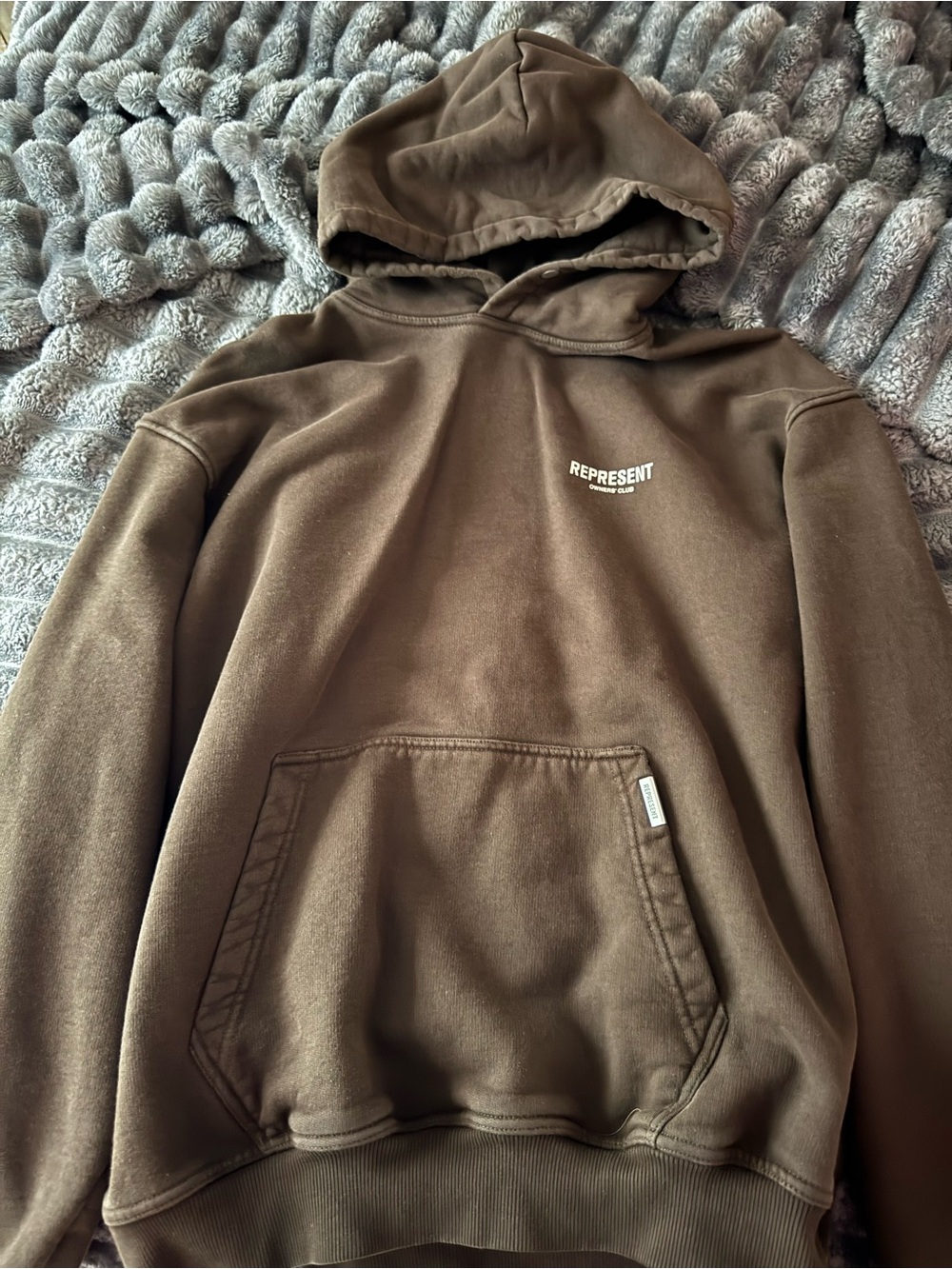 Represent Brown Crewneck Hoodie with Small Chest Logo